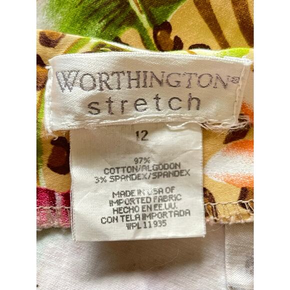 Vintage WORTHINGTON Skirt Womens Bright Floral Stretch Pencil Size 12 - Picture 5 of 5